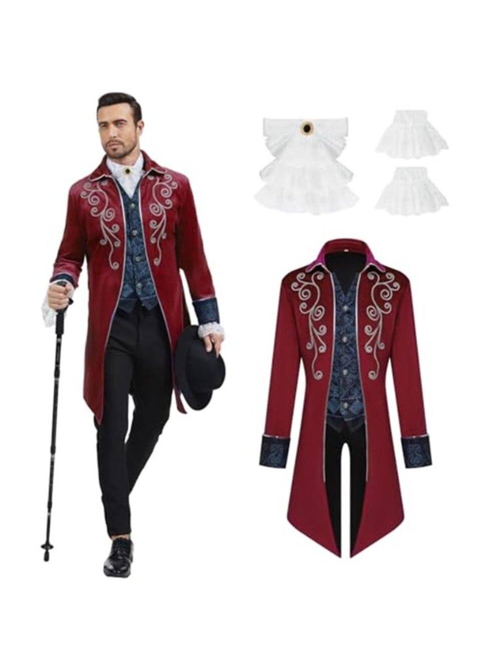 Men Medieval Steampunk Tailcoat Jacket Gothic Victorian Frock Coat